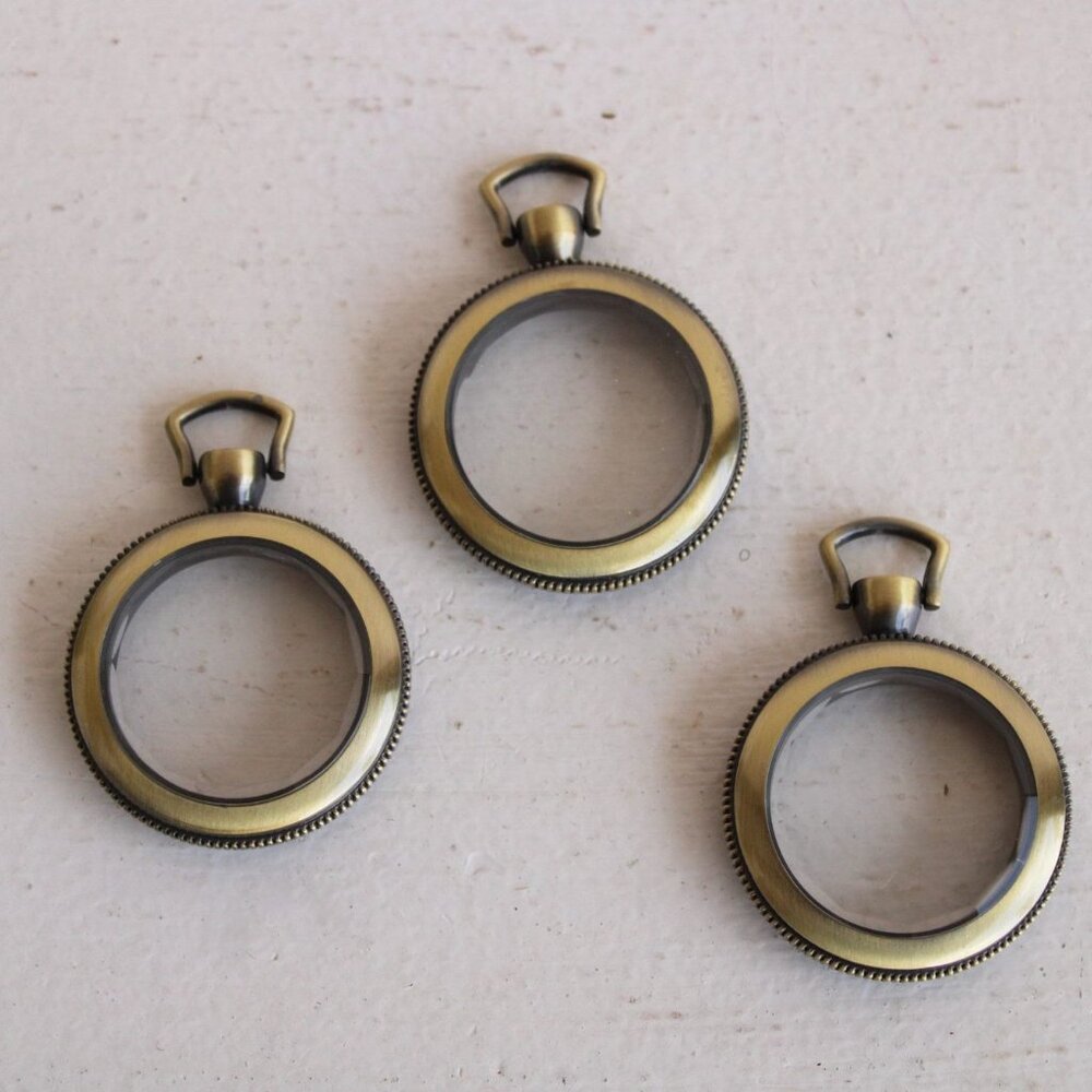 Pocket Watch Case 1.5" Steampunk Retro, Gold Tone or Brass Beveled Glass Front - Picture 2 of 10